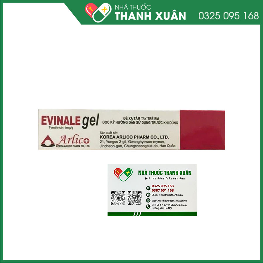Evinale gel điều trị các nhiễm khuẩn ngoài da
